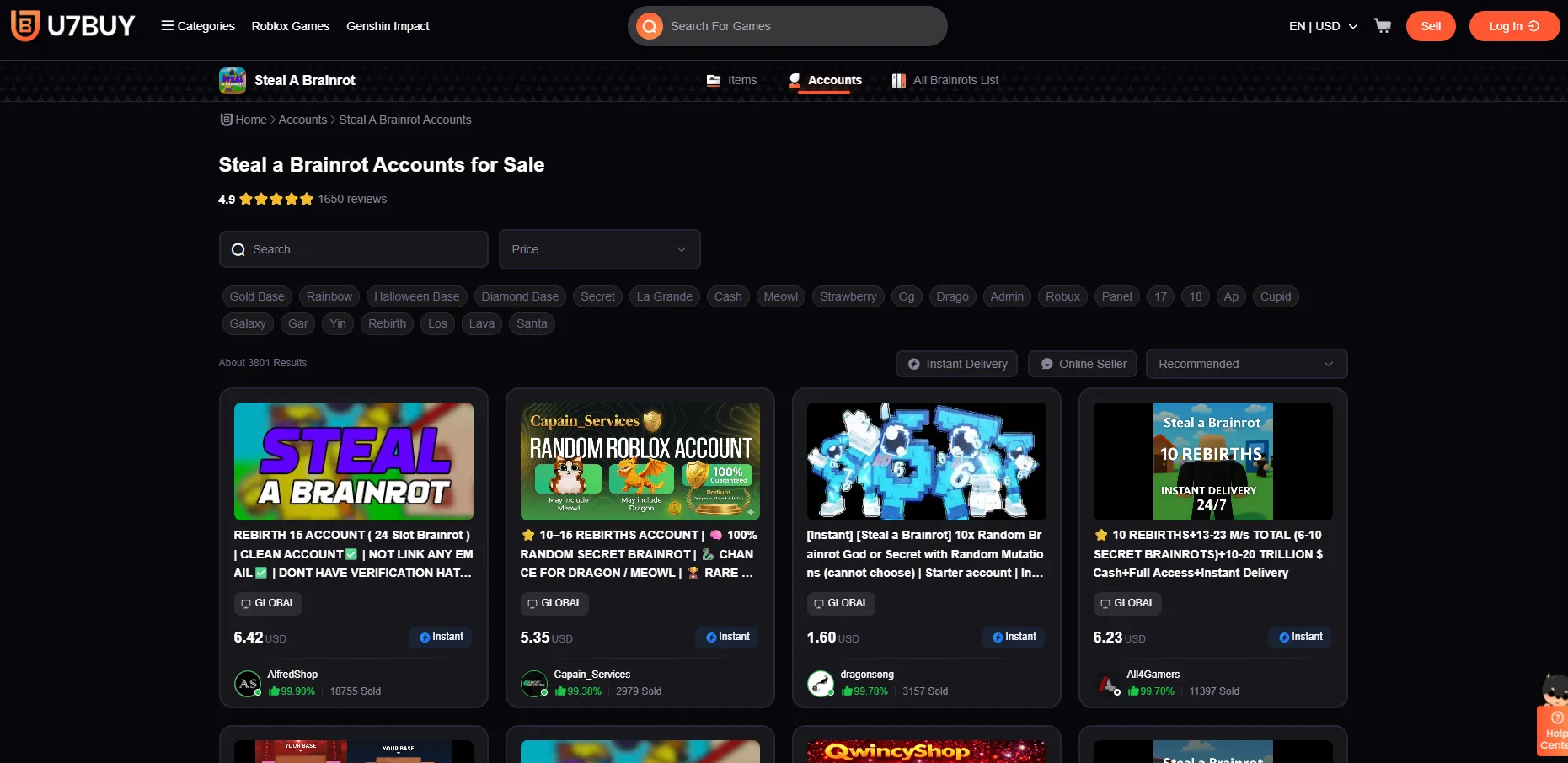 u7buy steal a brainrot accounts